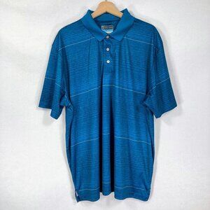 PGA Tour Men's Golf Polo Shirt Short Sleeve Striped Dad Outdoor Summer Resort 2X